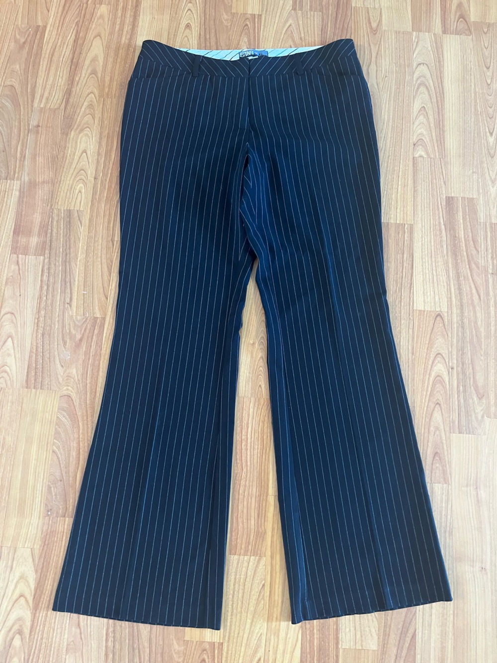 Star City Black Pinstripe Boot-Cut Trousers